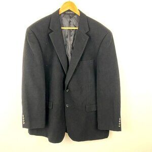 Chaps 100% Camel Hair Blazer Suit Jacket Men's Size 46R Black Single-Breasted